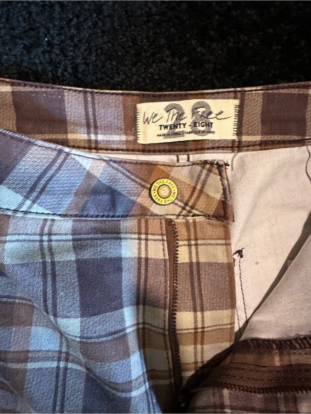 Free people plaid Flare Pants in Brown & Cream size 28 - Picture 3 of 6